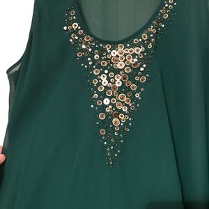 Shear Green top with gold sequins